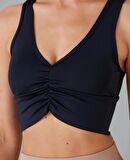 Aurafit Kadın Önü Büzgülü Arkası Çapraz Kaplı Croptop/Büstiyer