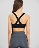 Aurafit Fitilli Derin U Yaka Kalın İp Askılı Arkası Çapraz Büstiyer/Croptop - 9044