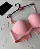 Jennie İthal Lazer Kesim Dikişsiz Parlak İpli El Kaplı Push-up Sütyen -FK1204