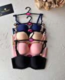 Jennie İthal Lazer Kesim Dikişsiz Parlak İpli El Kaplı Push-up Sütyen -FK1204