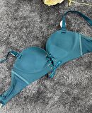 Natasha İthal Balensiz Push-up Lazer Kesim Önden Bağlamalı Rahat Sütyen -8388