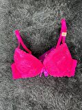 Barbie Pembe Double Push-up Dantelli İthal Sütyen