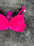 Barbie Pembe Double Push-up Dantelli İthal Sütyen