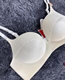 Günlük Kullanım Lazer Kesim Push-up Destekli Yumuşak Sütyen (Ekru, Pudra, Siyah, Yeşil)
