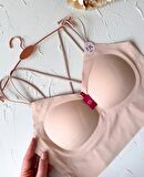 Carma Arkası Çapraz Dekolte İce-Silk Balensiz Dikişsiz Push-up İthal Spandex Sütyen/Büstiyer