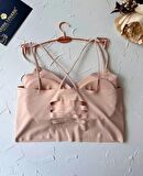 Carma Arkası Çapraz Dekolte İce-Silk Balensiz Dikişsiz Push-up İthal Spandex Sütyen/Büstiyer