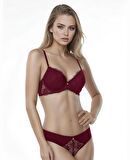 Le Jardin Parlak Simli İpli Brodeli Push-up Sütyen Külot Takım-5065