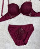 Le Jardin Parlak Simli İpli Brodeli Push-up Sütyen Külot Takım-5065