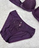 Le Jardin Parlak Simli İpli Brodeli Push-up Sütyen Külot Takım-5065