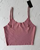 İnce Askılı Dikişsiz V Yaka İz Yapmaz Büstiyer/Croptop