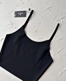 İnce Askılı Dikişsiz V Yaka İz Yapmaz Büstiyer/Croptop