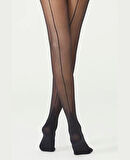 Intive Arkası Çizgili Nostalji 20 Den Siyah Külotlu Çorap