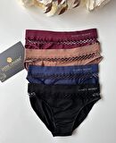 Kadın Dikişsiz Antibakteriyel Sportwear Fileli Slip/Bikini (Siyah, Bordo, Kahverengi, Lacivert)