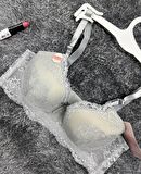Dantelli C Cup Destekli Push-up 3 Kademe Kopçalı Üstün Kalite Sütyen -150c