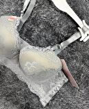 Dantelli C Cup Destekli Push-up 3 Kademe Kopçalı Üstün Kalite Sütyen -150c