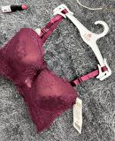Dantelli C Cup Destekli Push-up 3 Kademe Kopçalı Üstün Kalite Sütyen -150c