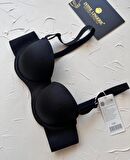 Samanta Balenli Desteksiz Lazer Kesim Parlak Kumaşlı İthal Sütyen -42