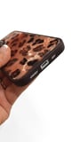 İphone 13 / 14 uyumlu Kamera Çevresi Taşlı Parlak Leopar Desen Sert Slikon Kılıf