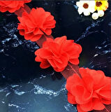 kırmızı lazer kesim çiçek (13 adet)