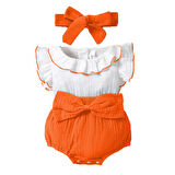 Kız Bebek Ve Çocuk Fiyonklu Müslin Zıbın Tulum