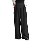 X Nurbeli Asimetrik Tasarımlı Düğme Kapamalı Palazzo Pantolon