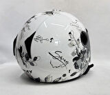 Sway 715 Yarım Kask İris Gri Beyaz Renk Aynalı Renkli Vizör L