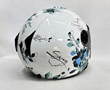 Sway 715 Yarım Kask İris Mavi Beyaz Renk Aynalı Renkli Vizör XS