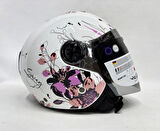 Sway 715 Yarım Kask İris Pembe Beyaz Renk Aynalı Renkli Vizör S