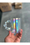 1 Adet Renkli Hologram Boncuk Detaylı Kupa Bardak 320 ML