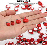 Yapışkanlı Uğur Böceği Ahşap Dekorasyon Süsleri Büyük 25'Li