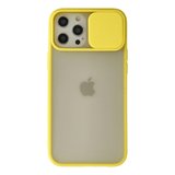 Apple Uyumlu İphone Pro Max Kılıf Palm Buzlu Kamera Sürgülü Silikon - Sarı