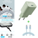 Anker511 Nano Usb-c 30w Şarj Yeşil A2337+Zolo Usb-C To Usb-C Örgülü Kablo 1M