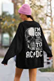 AC DC Yazılı Tasarım Unisex Oversize Rock Metal Müzik Grubu Sweatshirt