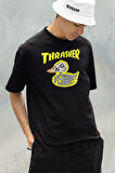Thrasher Ördek Baskılı Unisex Oversize Tişört
