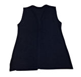 KADIN ÖNÜ ÜÇ DÜĞMELİ JAKARLI CEPLİ KISA YELEK