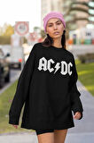 AC DC Yazılı Tasarım Unisex Oversize Rock Metal Müzik Grubu Sweatshirt