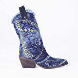 JEANOLOG KOVBOY ÇİZME YAZLIK NAKIŞ İŞLEMELİ J352