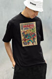 Marvel Tale Kahramanlar Baskılı Dergi Kapağı Baskılı Unisex Oversize Tişört