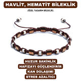 Havlit, Hematit Bileklik - Jagu Bright Brown Bileklik - Tasarım Bileklik 4x6 mm Ayarlanabilir