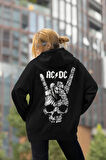 Rock Metal Müzik Grubu Baskılı Unisex Oversize AC DC Hoodie