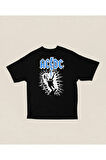 AC DC Rock Metal Müzik Grubu Baskılı Unisex Oversize Tişört