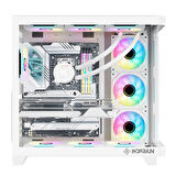 DARYUN JOY GAMİNG BEYAZ ATX AKVARYUM KASA TUŞTAN DEĞİŞMELİ RGB FAN 750+80 BEYAZ PSU