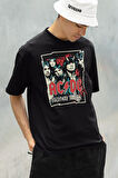 Rock Metal Müzik Grubu AC DC Baskılı Unisex Tişört, Oversize Highway To Hell Tişört