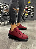 J045 Bağcıklı Ortopedik Taban Günlük Erkek Spor Sneaker Ayakkabı ST Bordo