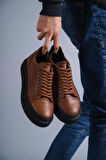J421 Bağcıklı Ortopedik Taban Erkek Günlük Sneaker Spor Ayakkabı ST Taba