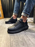 J814 Bağcıklı Ortopedik Taban Erkek Günlük Sneaker Spor Ayakkabı ST Siyah