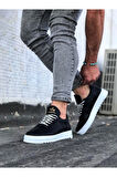 J022 Bağcıklı Ortopedik Taban Erkek Sneaker Günlük Ayakkabı BT Siyah
