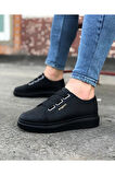 J026 Bağcıksız 3 Bant Lastikli Ortopedik Taban Erkek Sneaker Günlük Ayakkabı ST Siyah