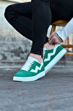 J160 Bağcıklı Ortopedik Taban Süet Erkek Sneaker Günlük Ayakkabı BT Yeşil/Beyaz