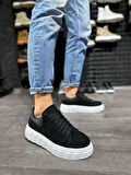 J144 Bağcıklı Ortopedik Taban Erkek Günlük Süet Sneaker Spor Ayakkabı BT Siyah